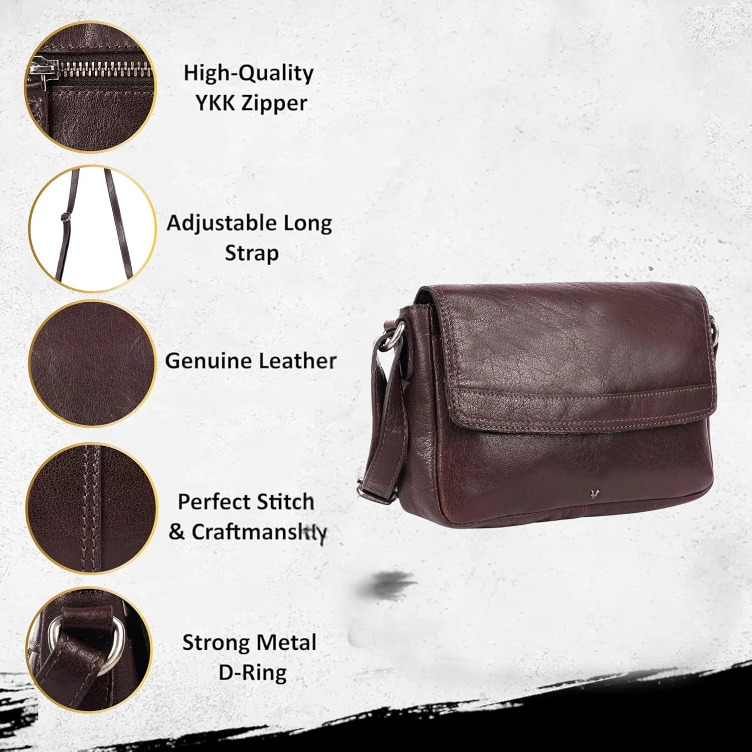 Genuine Leather Crossbody Sling Bag for Women - Trendy Casual Bag with Adjustable Strap