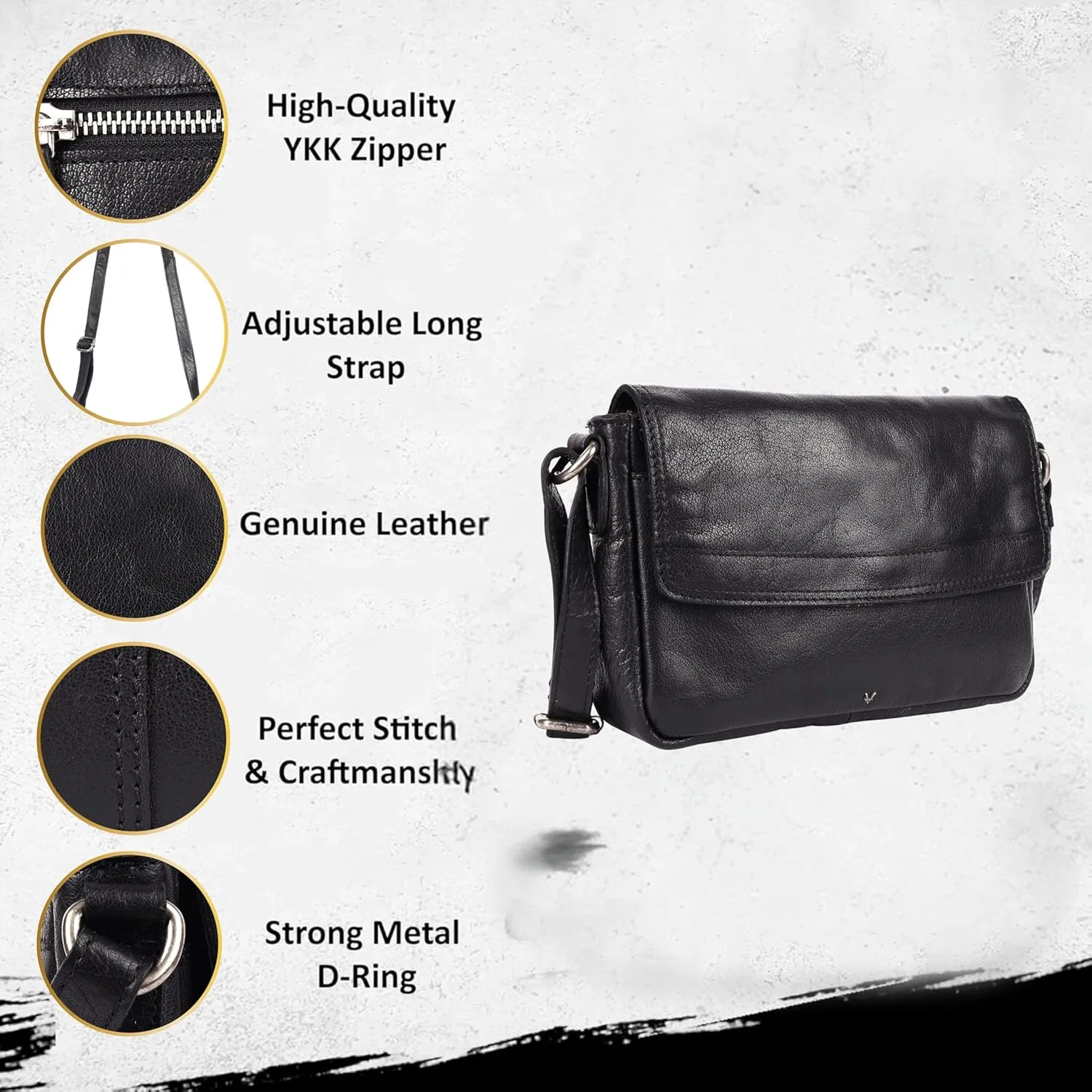 Genuine Leather Crossbody Sling Bag for Women - Trendy Casual Bag with Adjustable Strap