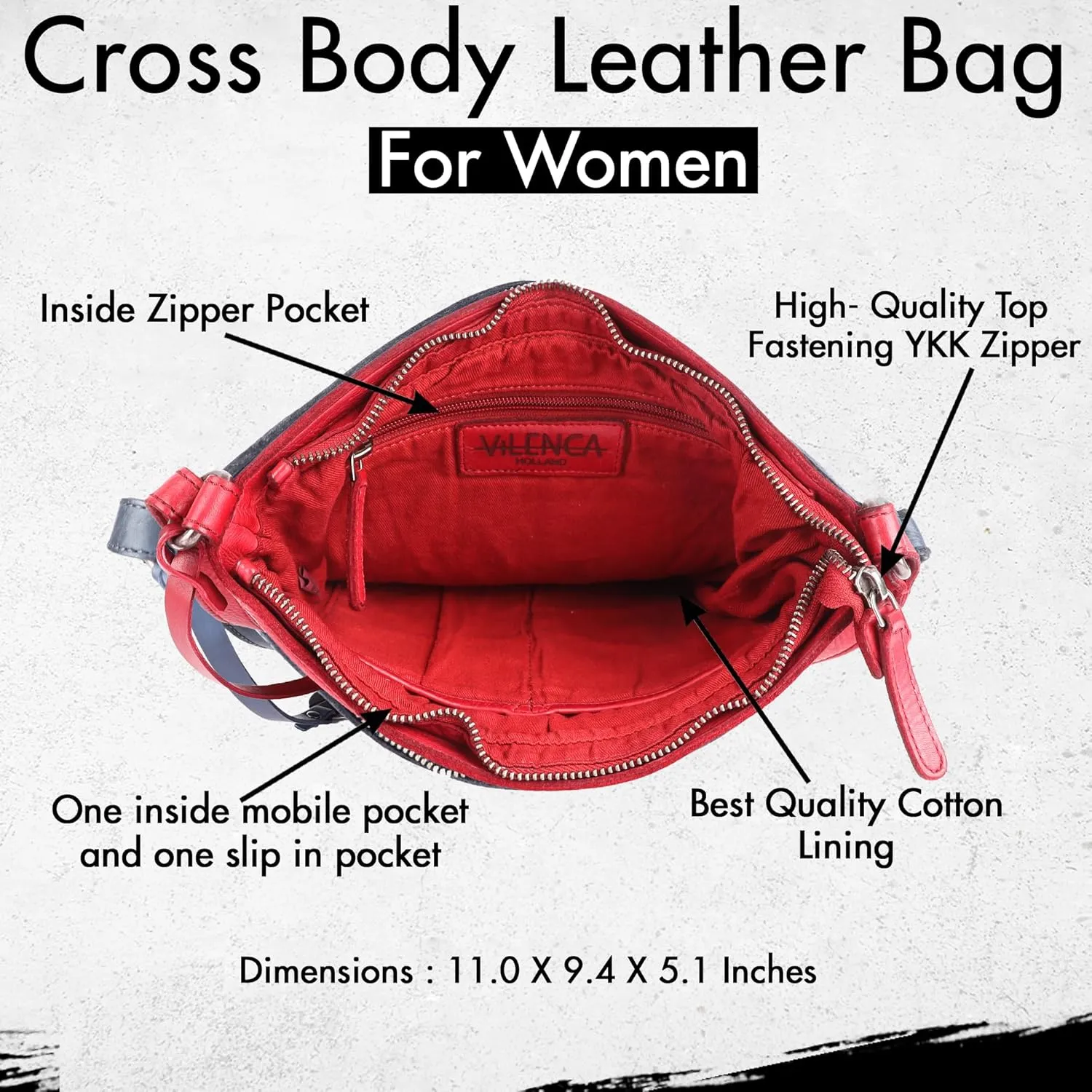 Genuine Leather Crossbody Sling Bag for Women - Trendy Casual Office Bag with Adjustable Strap