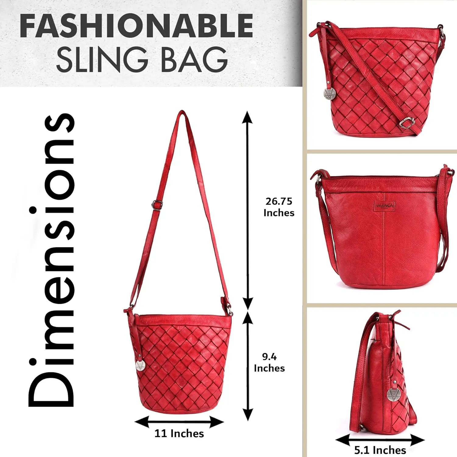Genuine Leather Crossbody Sling Bag for Women - Trendy Casual Office Bag with Adjustable Strap