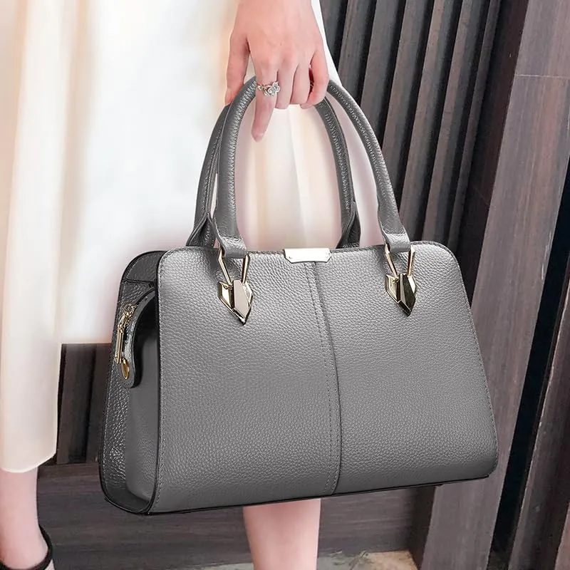 Genuine leather handbag, cowhide handbag, large capacity women's handbag, new bag, hand-held one shoulder crossbody