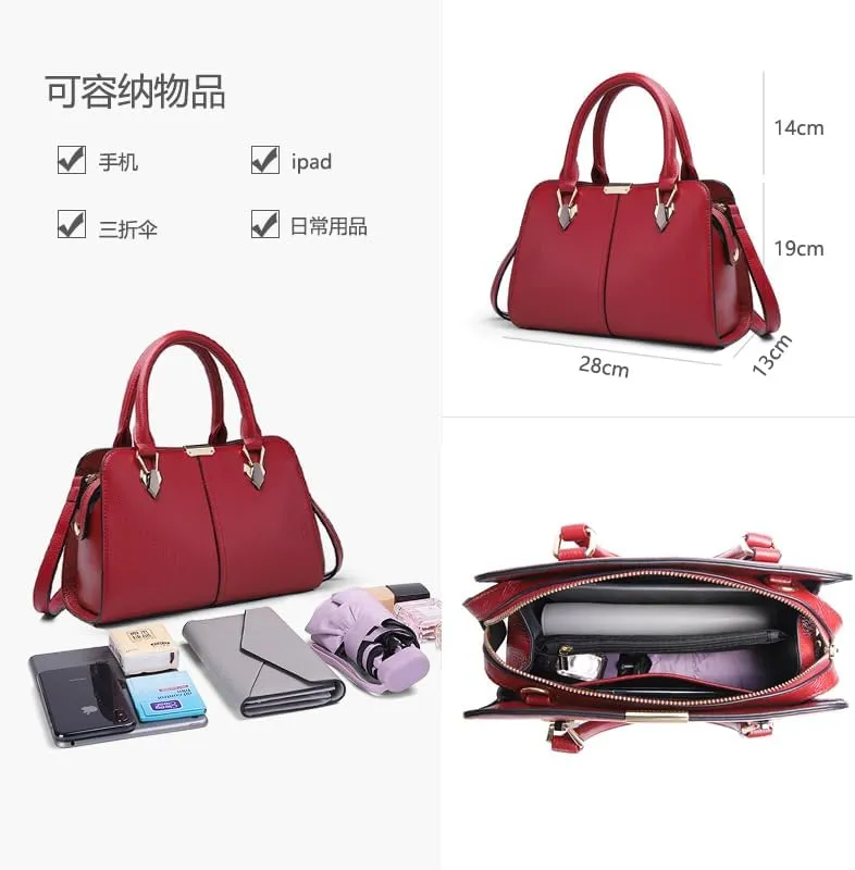 Genuine leather handbag, cowhide handbag, large capacity women's handbag, new bag, hand-held one shoulder crossbody