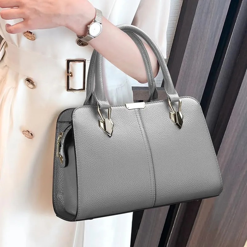 Genuine leather handbag, cowhide handbag, large capacity women's handbag, new bag, hand-held one shoulder crossbody