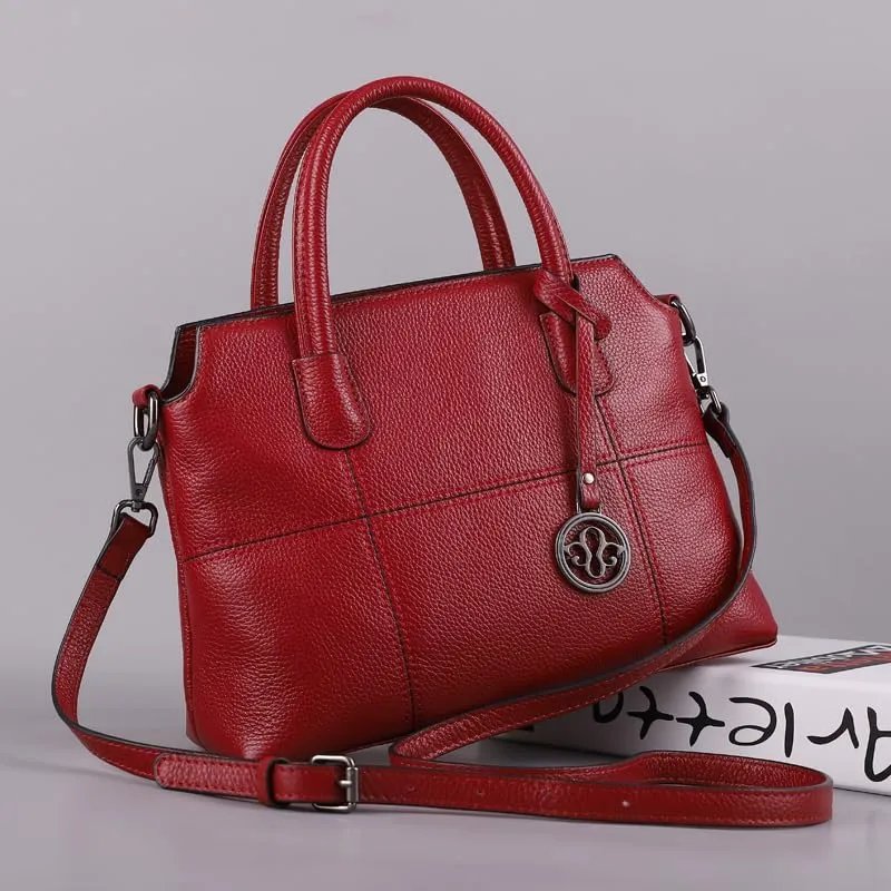 Genuine leather handbag, cowhide handbag, new baglarge capacity women's handbag, hand-held one shoulder crossbody