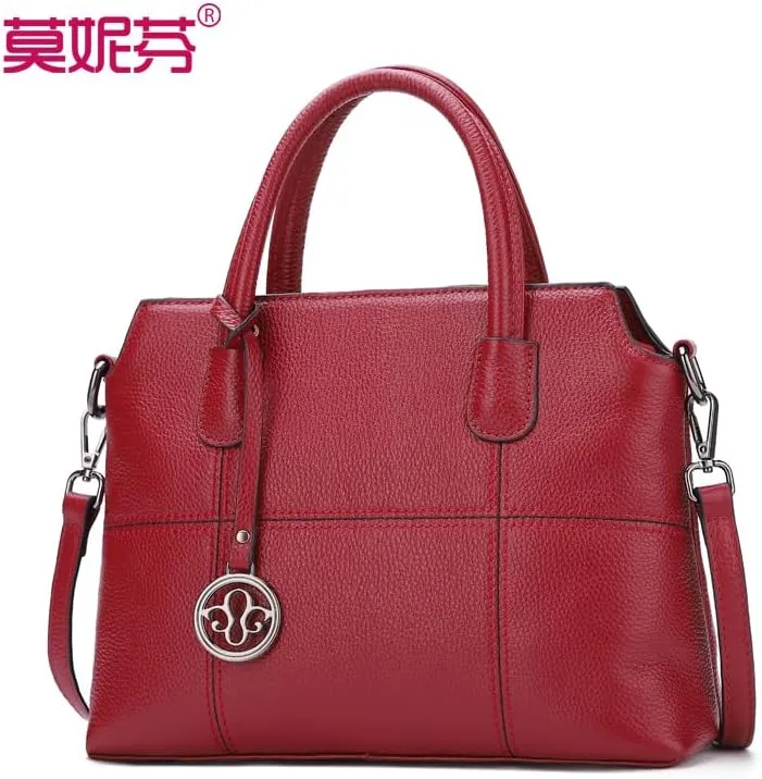 Genuine leather handbag, cowhide handbag, new baglarge capacity women's handbag, hand-held one shoulder crossbody