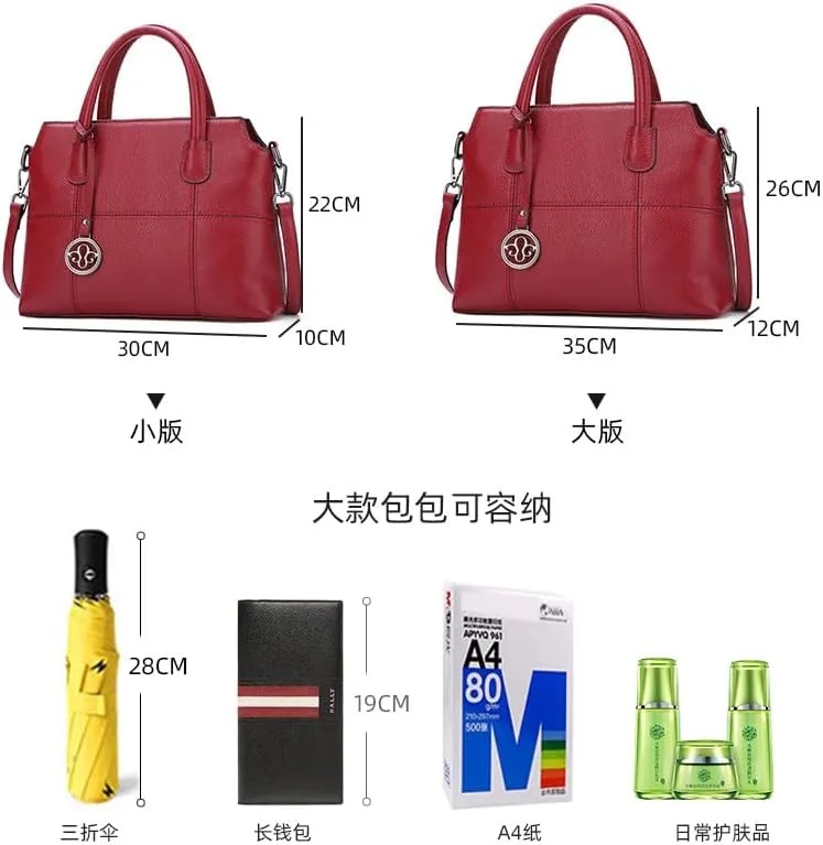 Genuine leather handbag, cowhide handbag, new baglarge capacity women's handbag, hand-held one shoulder crossbody