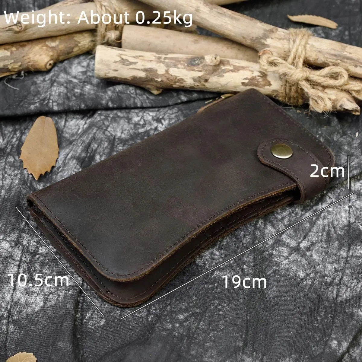 Genuine Leather Long Wallet for Men, Large Capacity Purse Clutch Bag Handbag Checkbook Cash Credit Cards Phone Holder