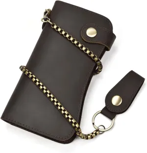 Genuine Leather Long Wallet for Men, Large Capacity Purse Clutch Bag Handbag Checkbook Cash Credit Cards Phone Holder