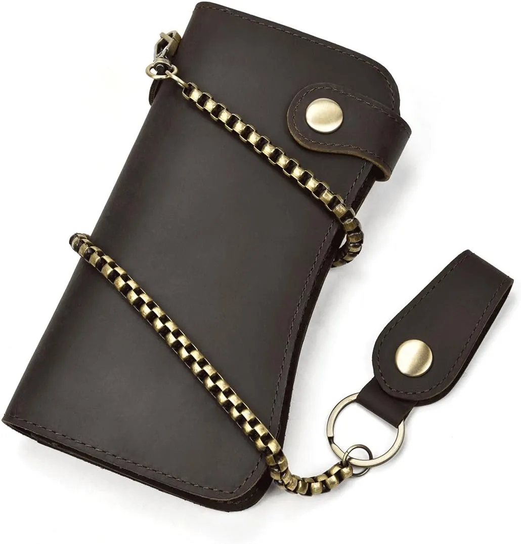 Genuine Leather Long Wallet for Men, Large Capacity Purse Clutch Bag Handbag Checkbook Cash Credit Cards Phone Holder