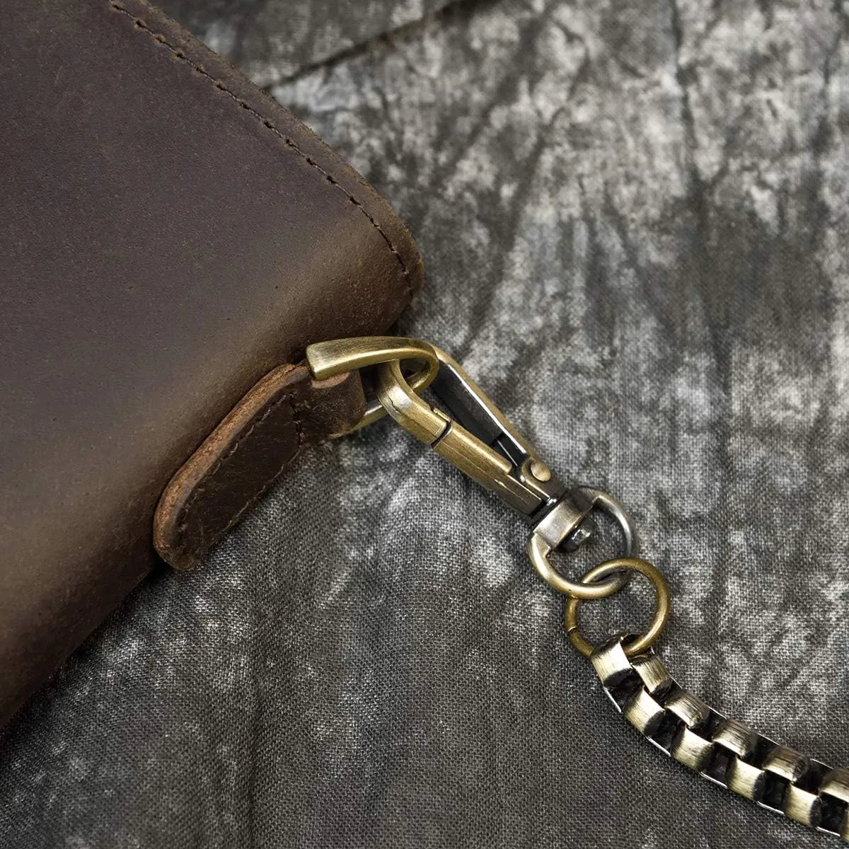 Genuine Leather Long Wallet for Men, Large Capacity Purse Clutch Bag Handbag Checkbook Cash Credit Cards Phone Holder