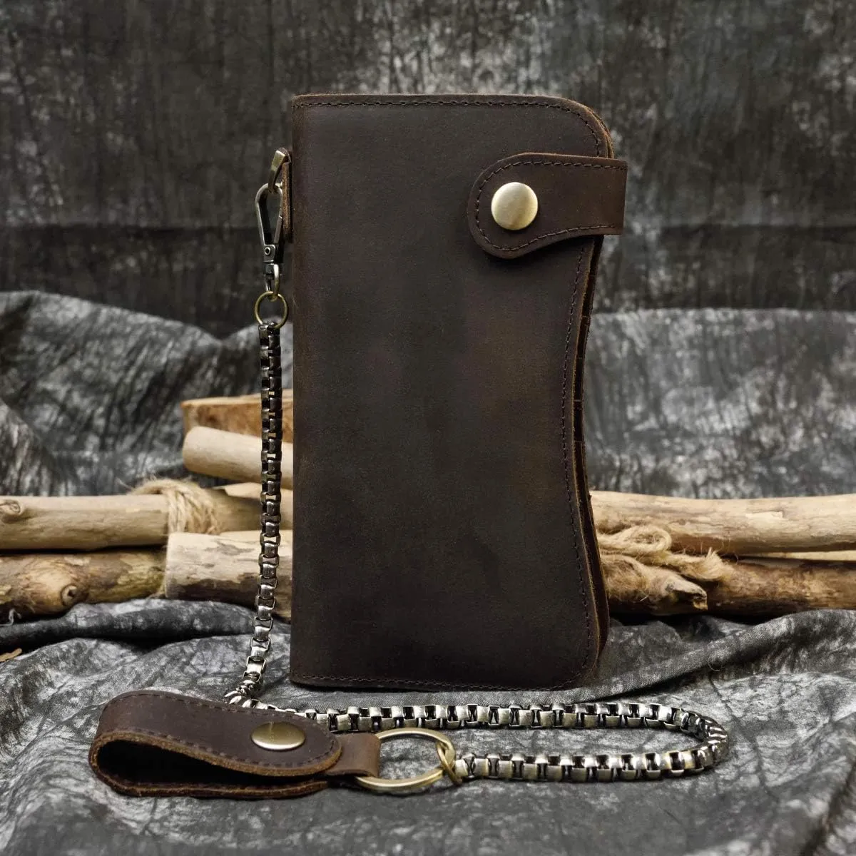 Genuine Leather Long Wallet for Men, Large Capacity Purse Clutch Bag Handbag Checkbook Cash Credit Cards Phone Holder