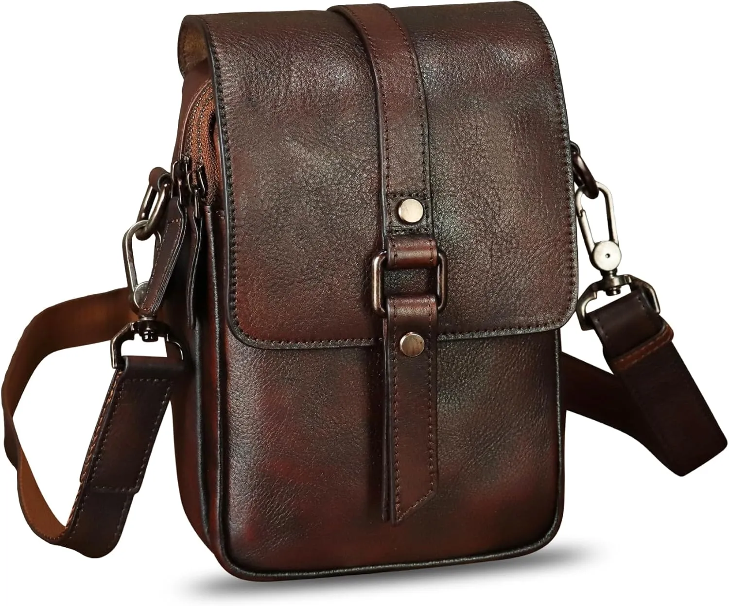 Genuine Leather Phone Purse for Women Vintage Leather Cell Phone Pouch Mini Small Shoulder Bag Crossbody Bag with Strap