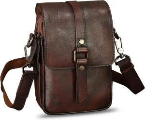Genuine Leather Phone Purse for Women Vintage Leather Cell Phone Pouch Mini Small Shoulder Bag Crossbody Bag with Strap