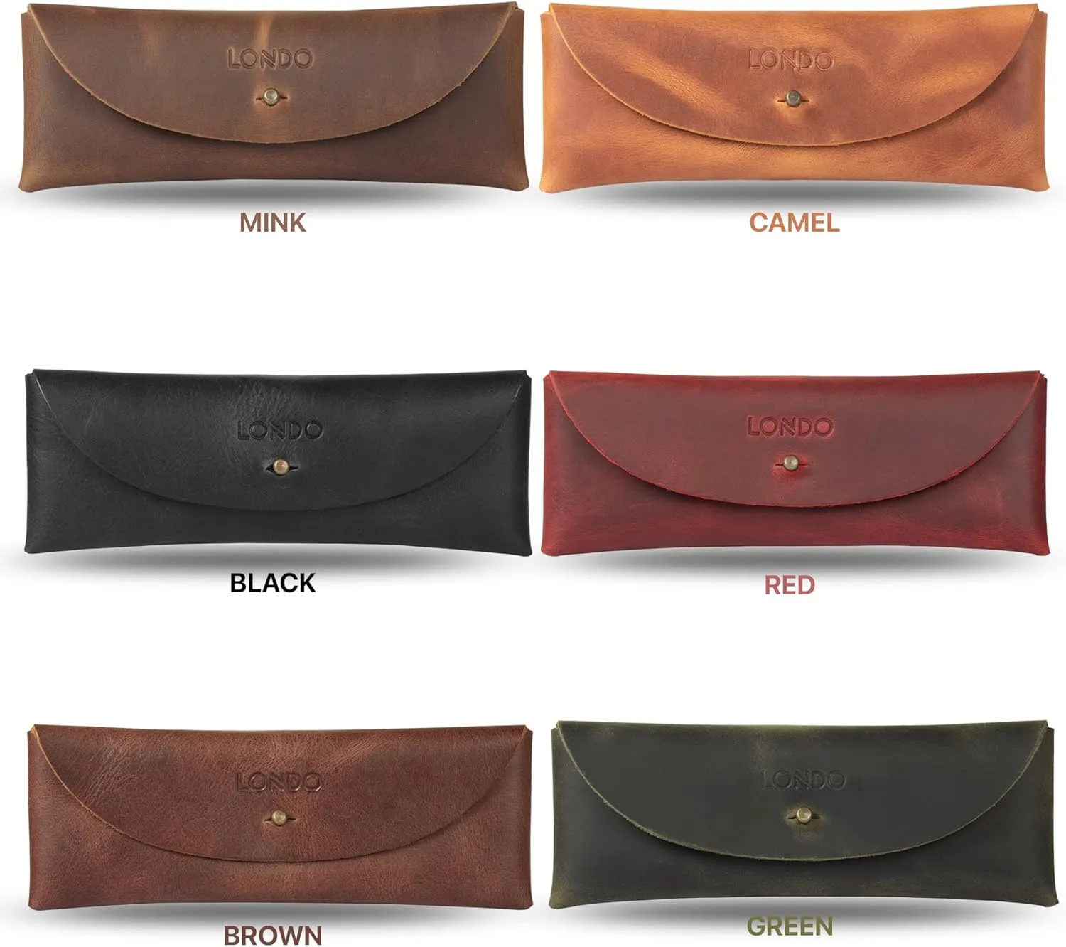 Genuine Leather Retro Pen and Pencil Case - Metal Snap Fastener, Pencil Pouch Stationery Bag