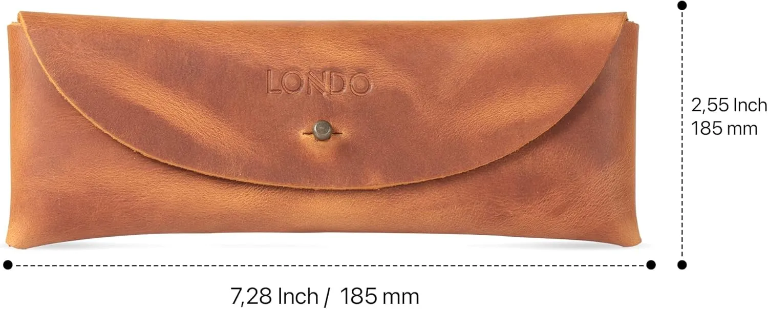 Genuine Leather Retro Pen and Pencil Case - Metal Snap Fastener, Pencil Pouch Stationery Bag