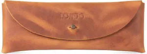 Genuine Leather Retro Pen and Pencil Case - Metal Snap Fastener, Pencil Pouch Stationery Bag