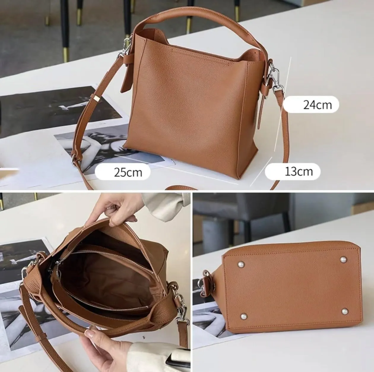 Genuine Leather Shoulder Bags Fashion Top-Handle Satchel Tote Handbags Crossbody Purse for Ladies