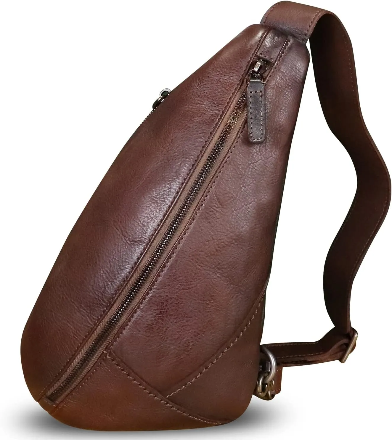 Genuine Leather Silng Bag for Women and Men Vintage Leather Sling Backpack Shoulder Crossbody Bag Chest Purses