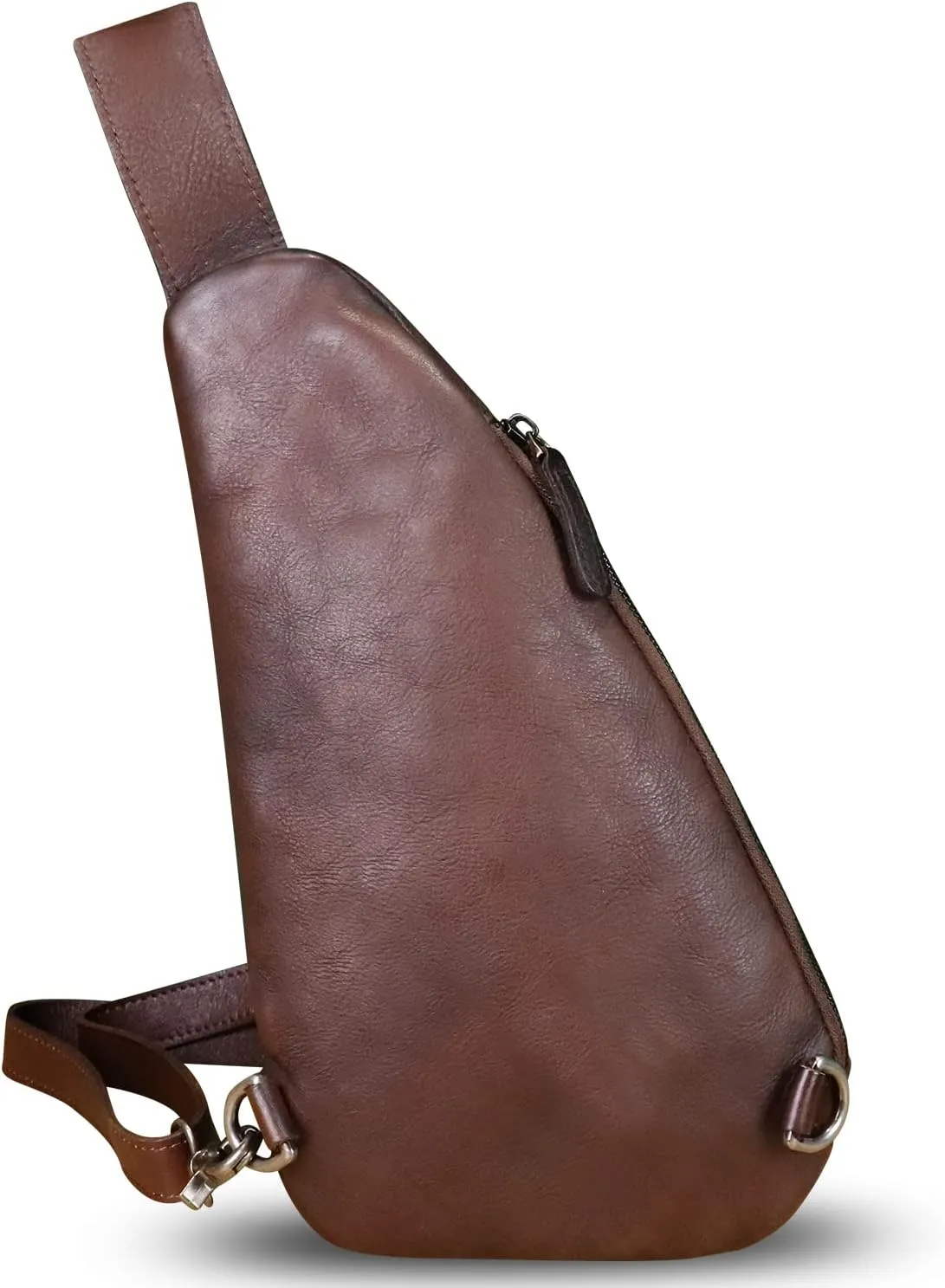 Genuine Leather Silng Bag for Women and Men Vintage Leather Sling Backpack Shoulder Crossbody Bag Chest Purses