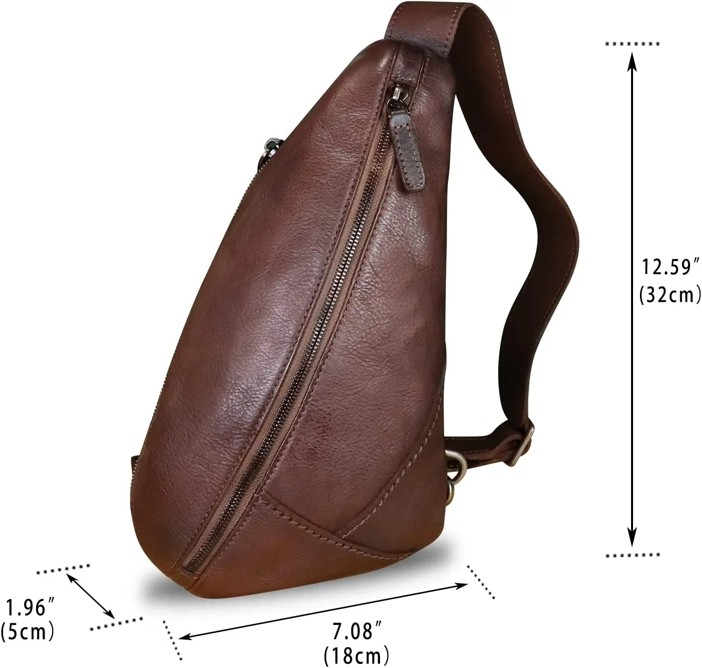 Genuine Leather Silng Bag for Women and Men Vintage Leather Sling Backpack Shoulder Crossbody Bag Chest Purses