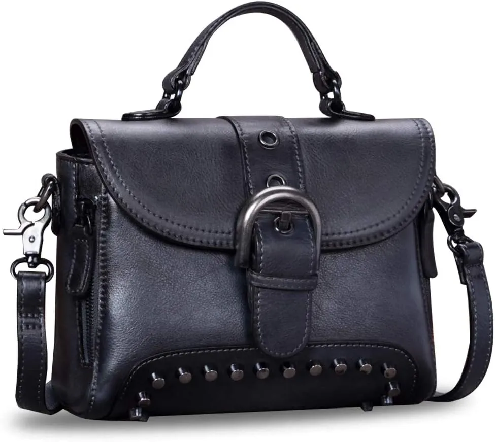 Genuine Leather Small Purses and Handbags for Women Vintage Real Leather Shoulder Bag Crossbody Purse Satchel Bags with Strap