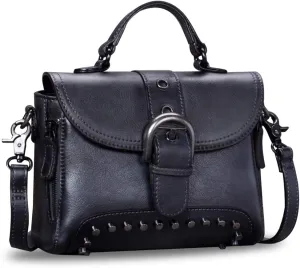 Genuine Leather Small Purses and Handbags for Women Vintage Real Leather Shoulder Bag Crossbody Purse Satchel Bags with Strap