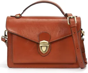 Genuine Leather Top-Handle Bag For Women: Crossbody Handbags - Vintage Messenge Bag Buckle Shoulder Purse