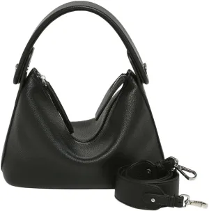 Genuine Leather Top Handle Crossbody Bag for Women - Stylish Casual Handbag, Satchel Tote, and Shoulder Purse (Black)