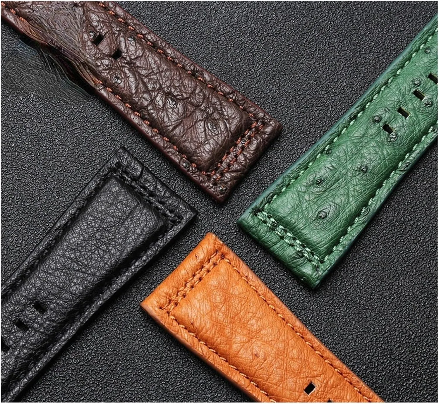 Genuine Leather Watchband Compatible with Seven Friday Watch Band Ostrich Leather Watch Strap Sevenfriday Igole 28mm(Red-Steel)