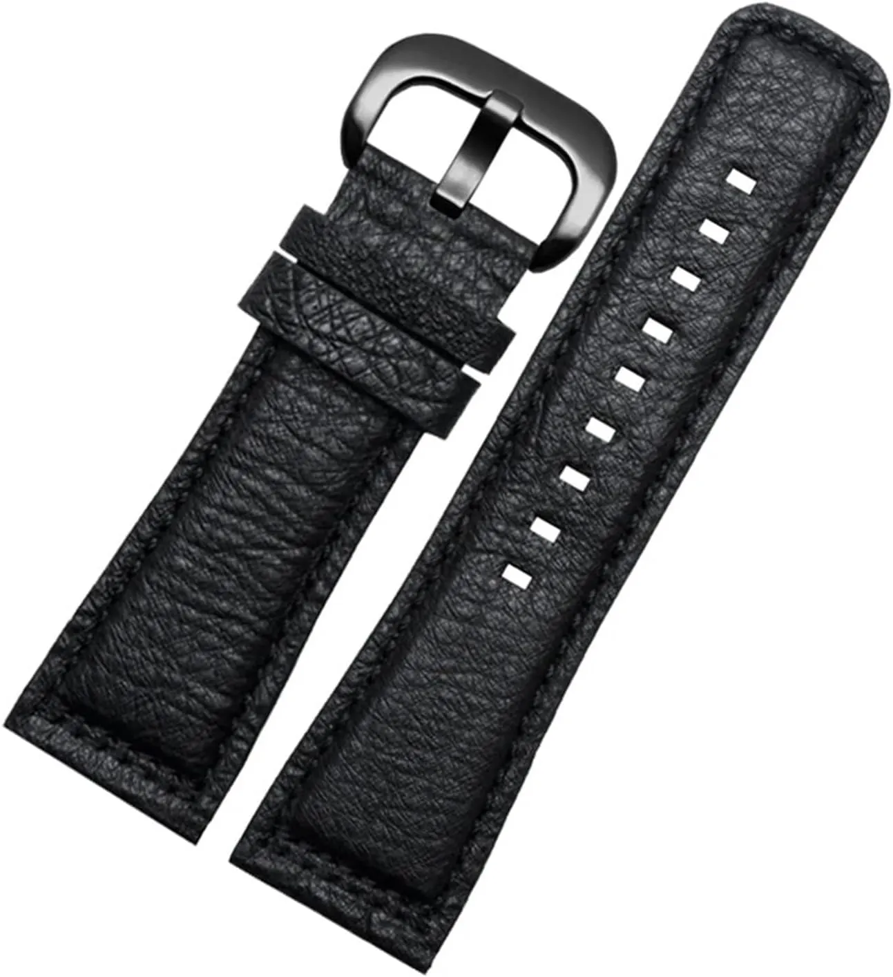 Genuine Leather Watchband Compatible with Seven Friday Watch Band Ostrich Leather Watch Strap Sevenfriday Igole 28mm(Red-Steel)