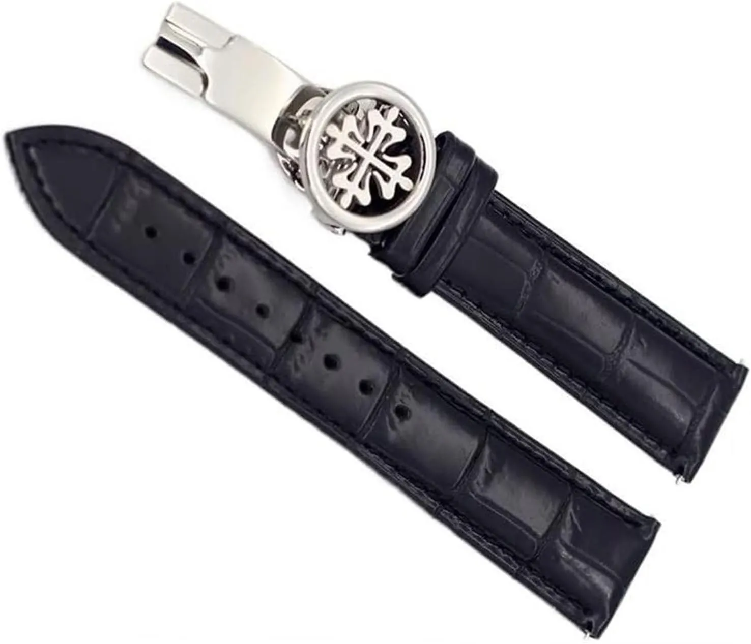 Genuine leather watchstrap For Patek Philippe Wath bands With Stainless Steel Deploy Clasp Men Women