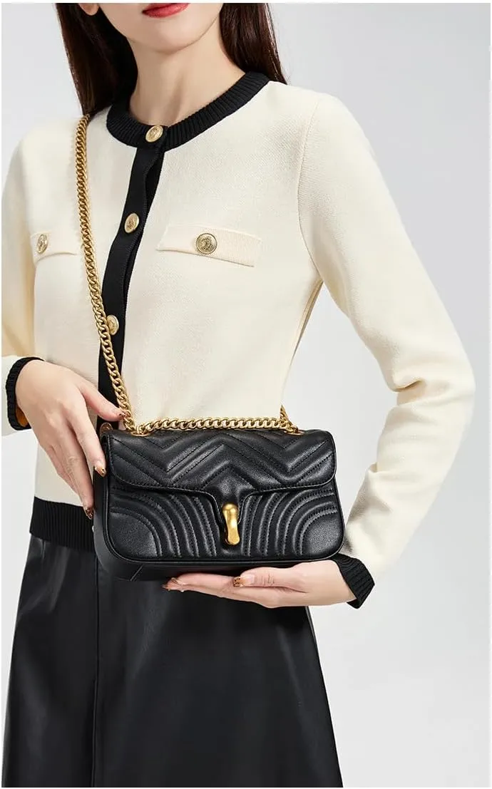 Genuine Leather Women's Bag Chain Shoulder Bag Cowhide Crossbody Purse Handbag