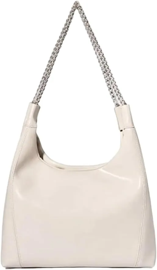 Genuine Real Leather Fashion Hobo Satchel Bag for Women; Luxury Shoulder Handbag with Metal Chain Shoulder Strap