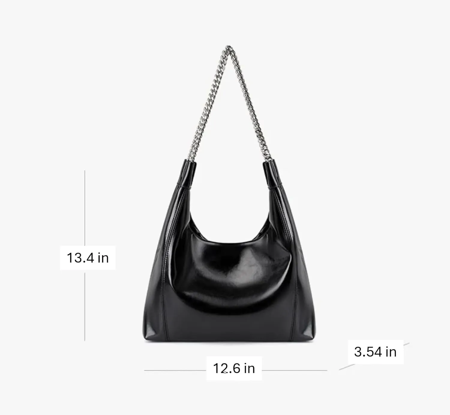 Genuine Real Leather Fashion Hobo Satchel Bag for Women; Luxury Shoulder Handbag with Metal Chain Shoulder Strap