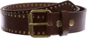Genuine Vintage Retro Circle Studded Leather Belt - Interchangeable buckle