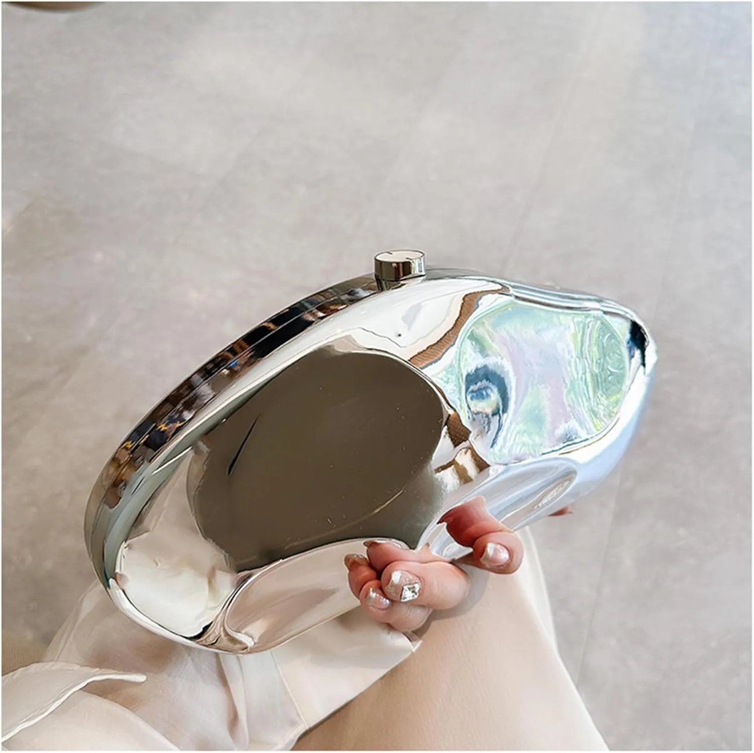 Geometric Acrylic Evening Clutch Purse for Women Metal Chains Unique Handbag for Wedding Party Prom