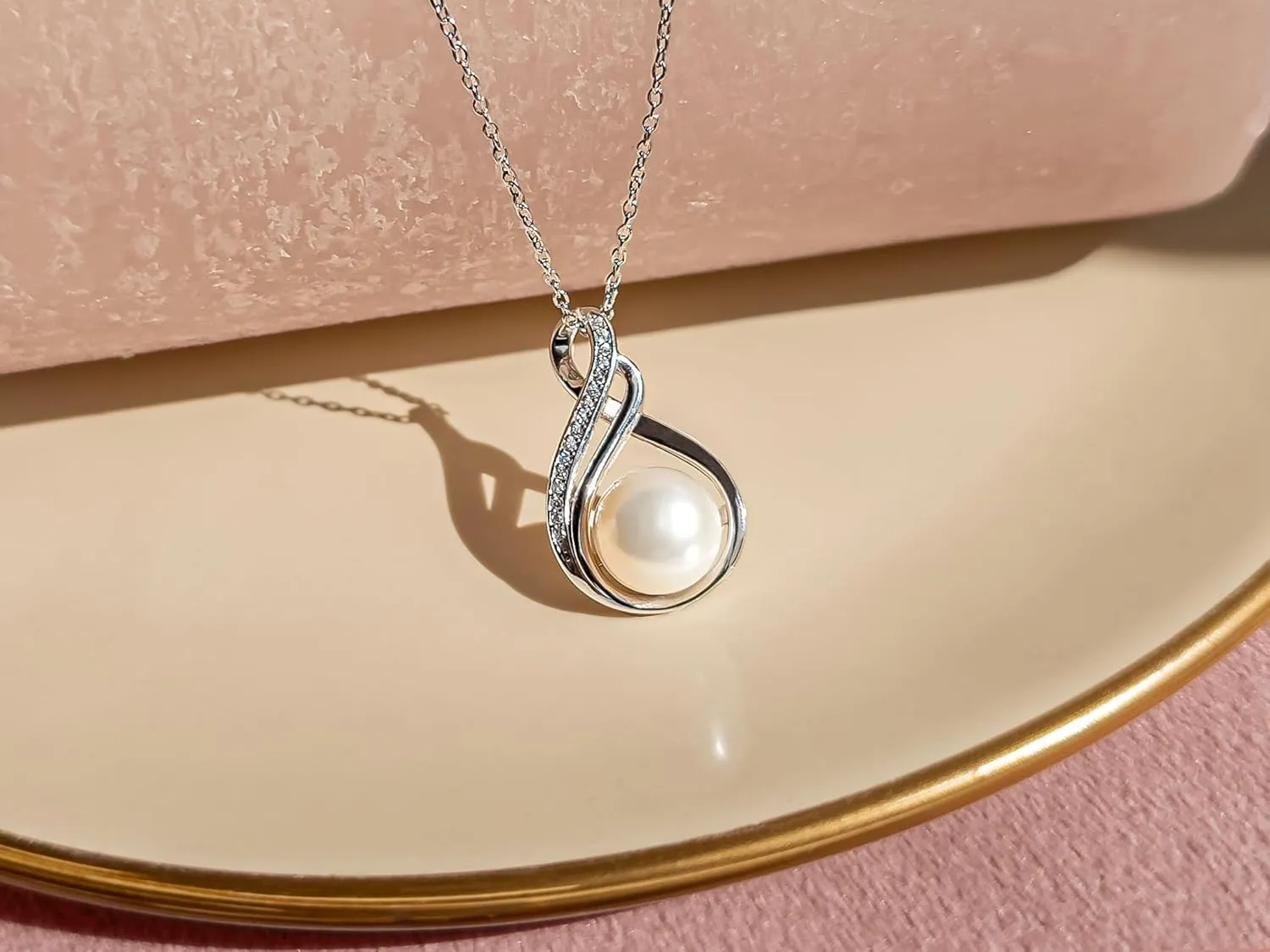 Gifts For Wife Wedding Anniversary - Mothers day gifts - AAA  Real Pearl Necklaces For Women (18k Gold Plating 925 Sterling Silver) Mothers day necklace ideas Birthday Freshwater Pearl Necklace