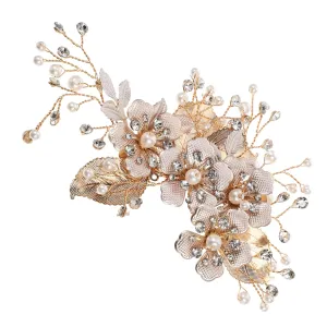 Gold Hair Pins for Wedding Metal Leaf Hairpin Rhinestones Bridal Rhinestone Headpieces for Wedding and Party