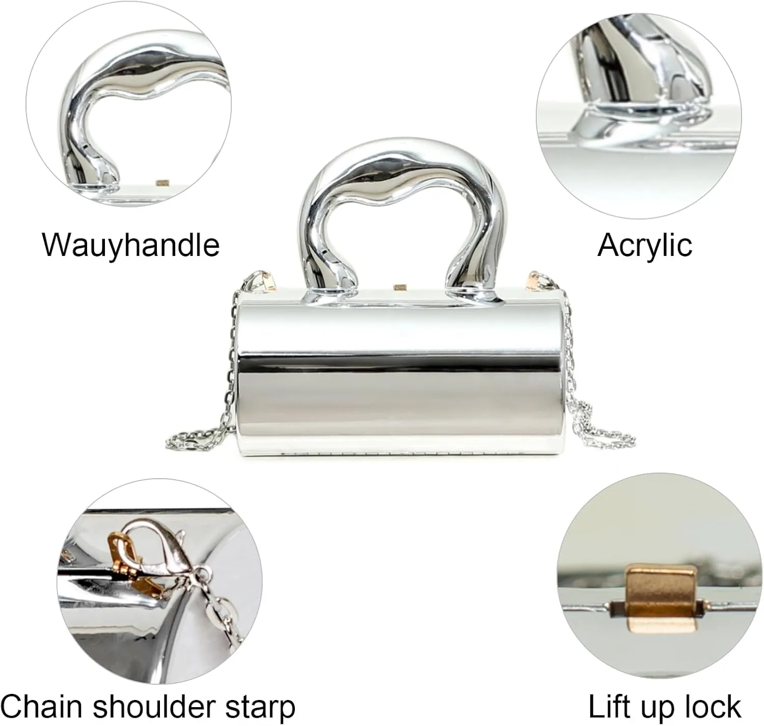 Gold Purse, Clutch Purses for Women, Acrylic Clutch Y2k Purse Satchel Crossbody Bags Women's Evening Parties Handbag