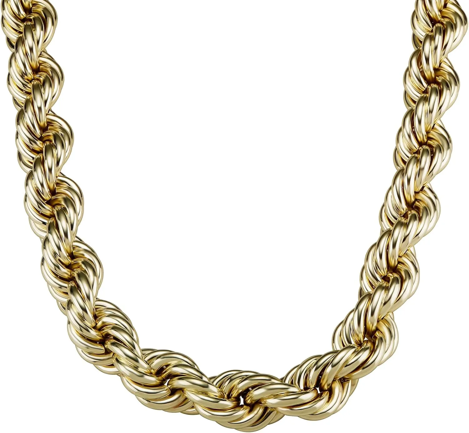 Gold Rope Chain for Men,30MM Mens Big Gold Chain Thick Chunky Rope Chain Necklace Hip Hop Old School Rapper Chain 30in