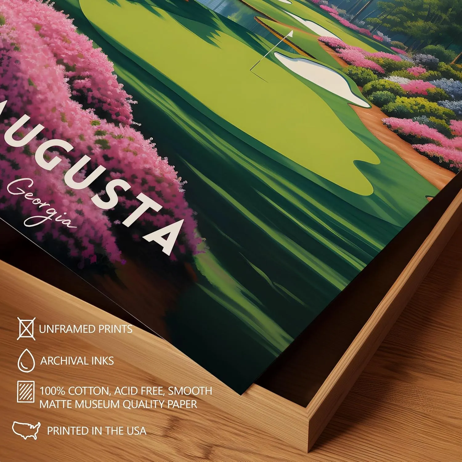 Golf Course Premium Giclee Fine Art Prints - Augusta, Pebble Beach, Pinehurst, Golf Course Posters, Golf Wall Art, Aesthetic Poster for Home Office Decor, Ready to Frame