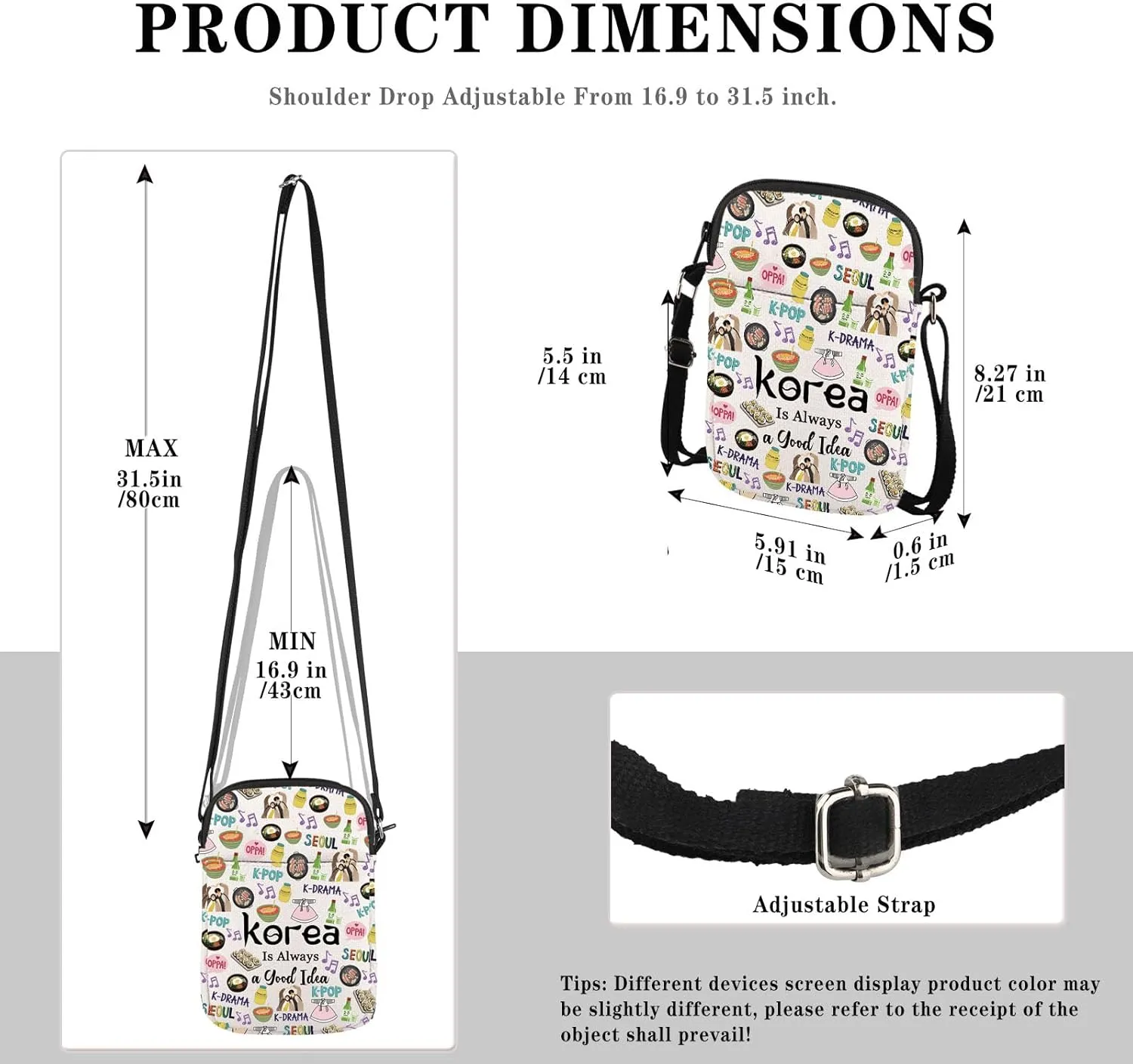 Good Idea Korea CB Crossbody Bag - South Korea Travel Souvenir Gift for Bachelorette Trip