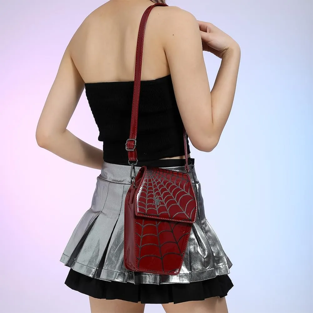Gothic Coffin Shape Crossbody Bag for Women, Novelty Gothic Crossbody Purse Halloween Trick or Treat Purses