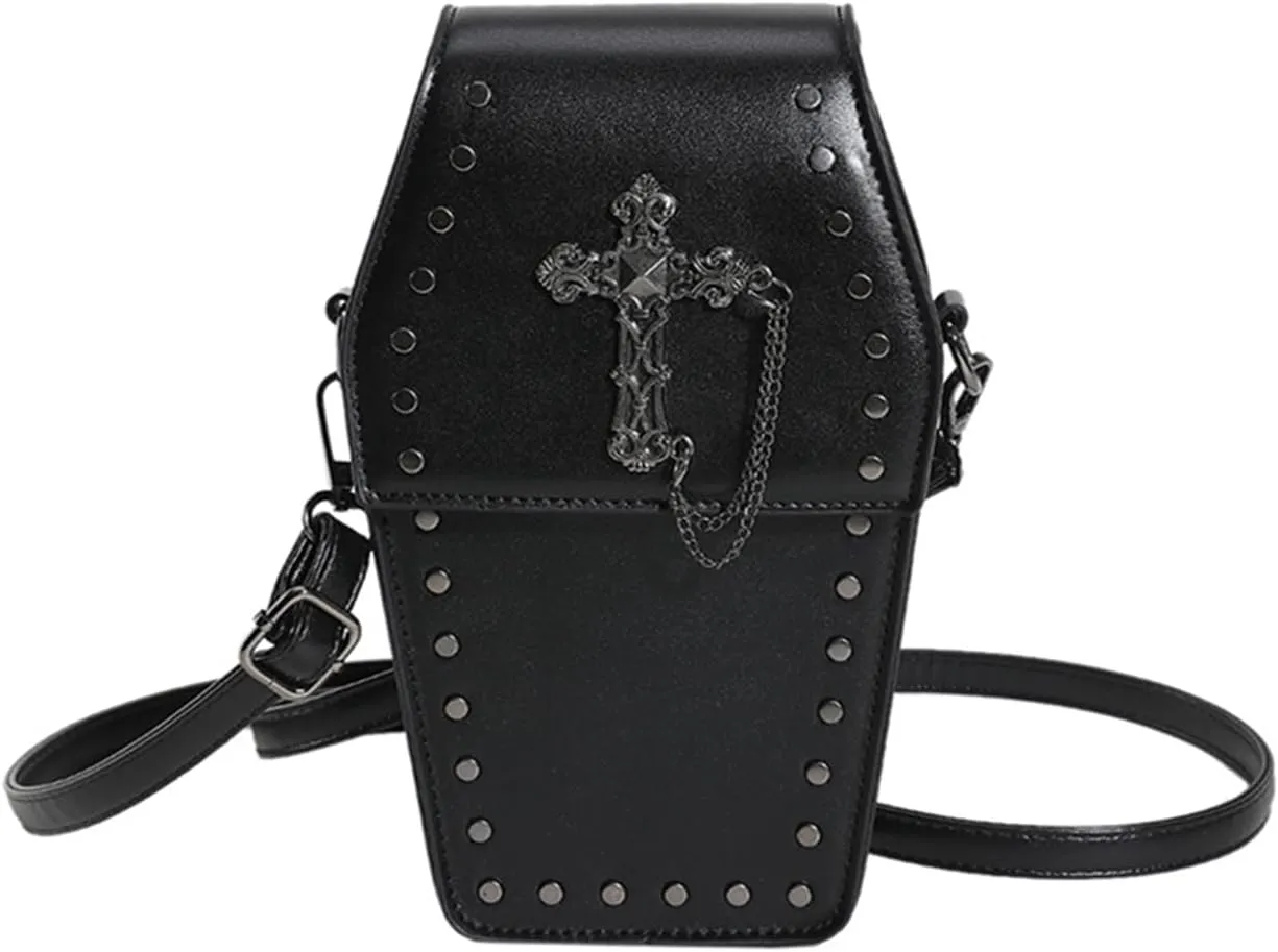 Gothic Purse Coffin Shape Crossbody Bag Mini Punk Small Bag