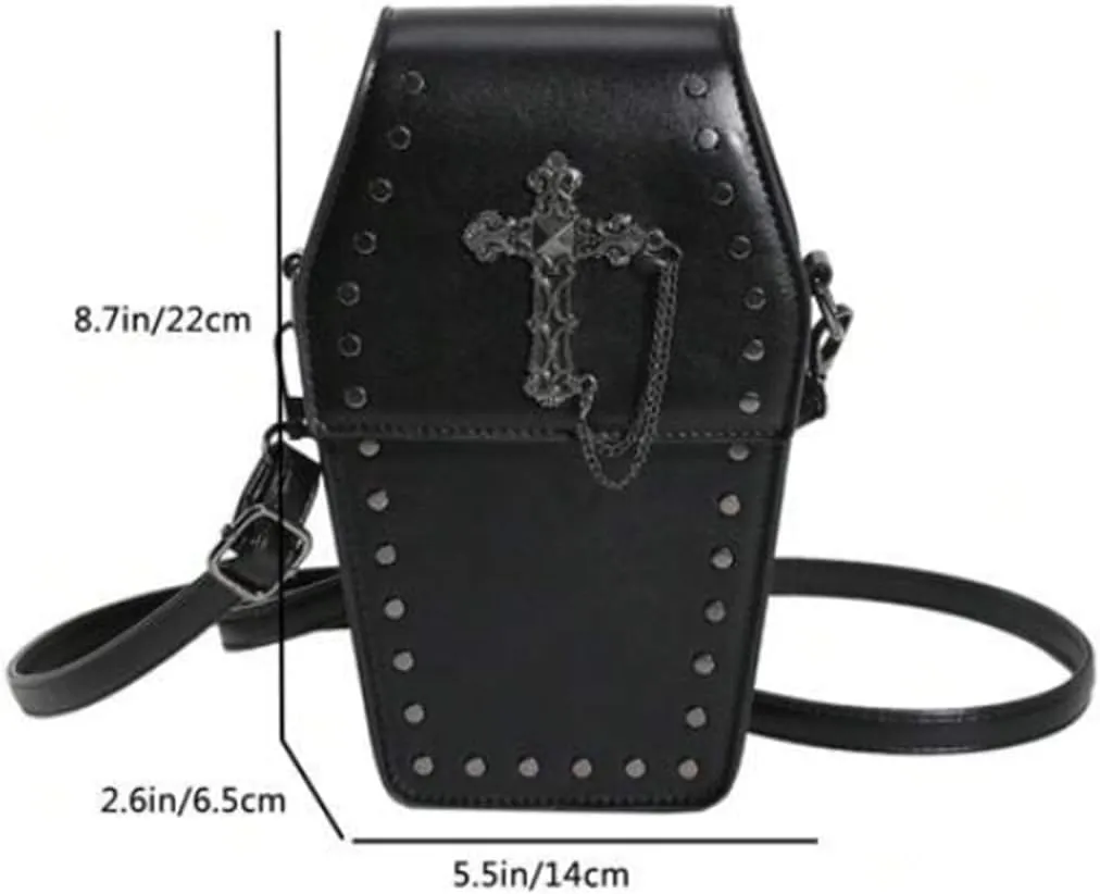 Gothic Purse Coffin Shape Crossbody Bag Mini Punk Small Bag
