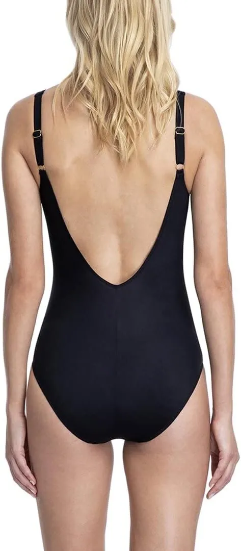 Gottex Women's Draped Panel Sweetheart Square Neck One Piece Swimsuit