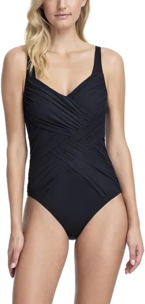 Gottex Women's Draped Panel Sweetheart Square Neck One Piece Swimsuit