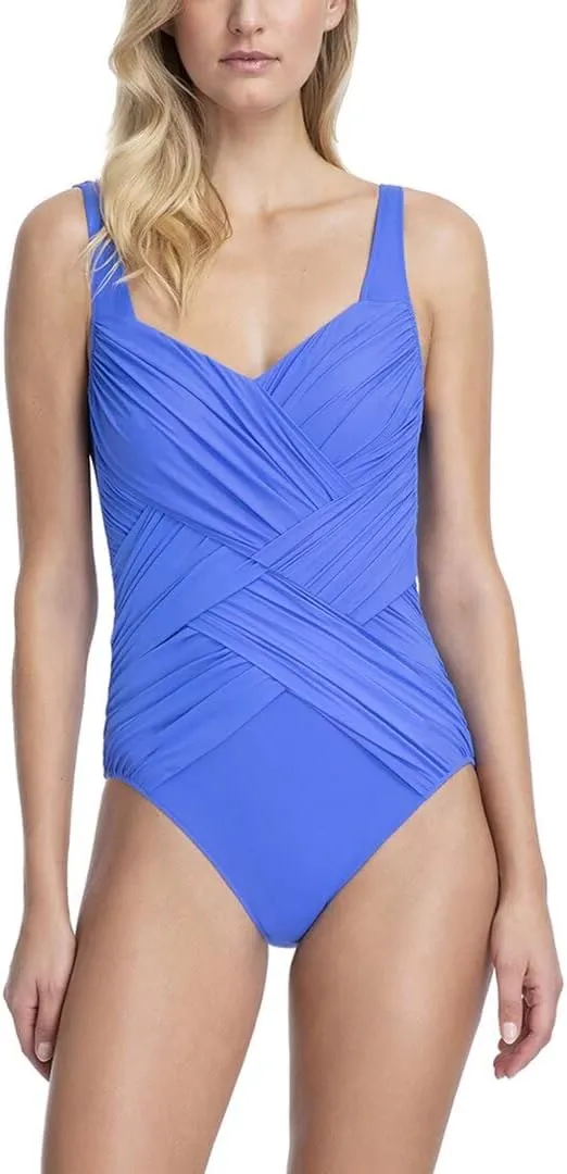Gottex Women's Draped Panel Sweetheart Square Neck One Piece Swimsuit