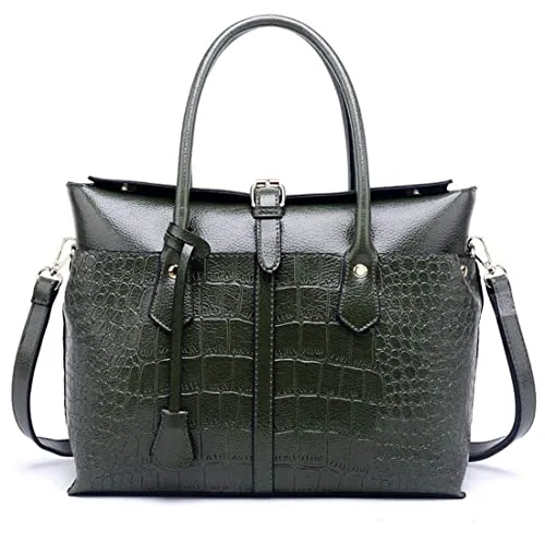 Green Elegant Design Leather Handbag For Women