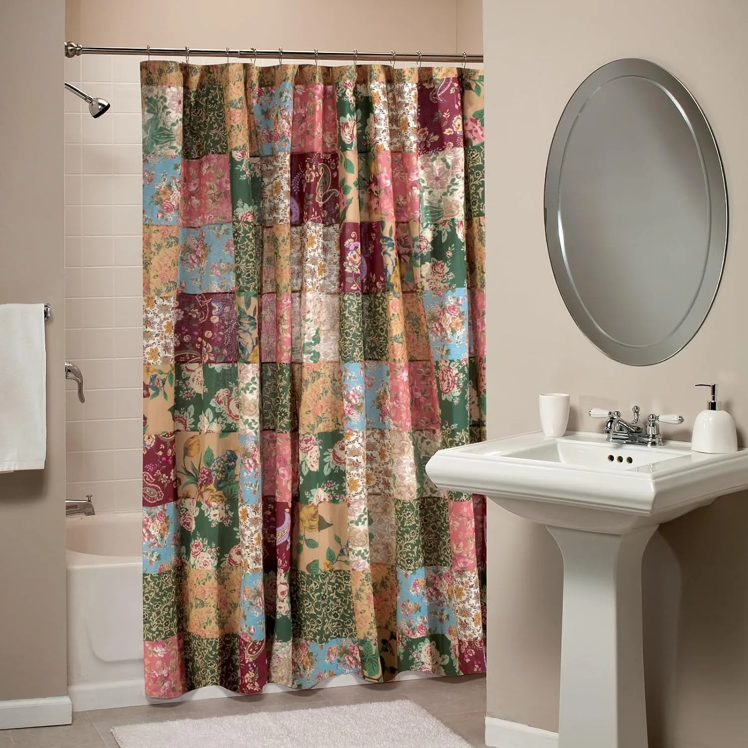 Greenland Home Antique Chic Shower Curtain, 72x72 inches, Featuring Authentic Patchwork Construction, 100% Cotton, Lined
